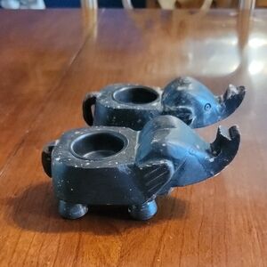 Black Elephant Candle Holders